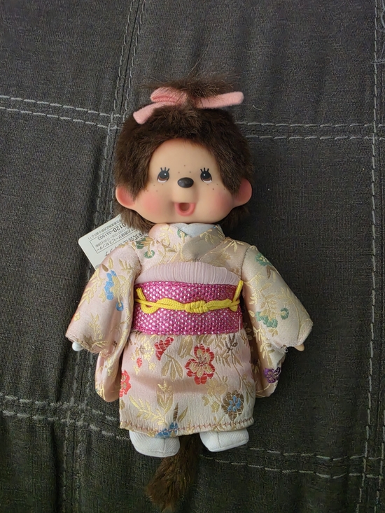 Other - Monchhichi Doll in Pink Floral Kimono with Pink Obi